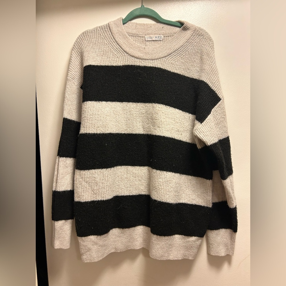Primark Black and Cream Striped Sweater